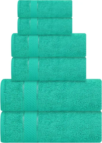 Miniatura 9 de Juego de toallas de baño - 100% algodón - 2 toallas de baño, 2 toallas de mano y 2 paños - Grandes, secado rápido, absorbentes, suaves, lujosas