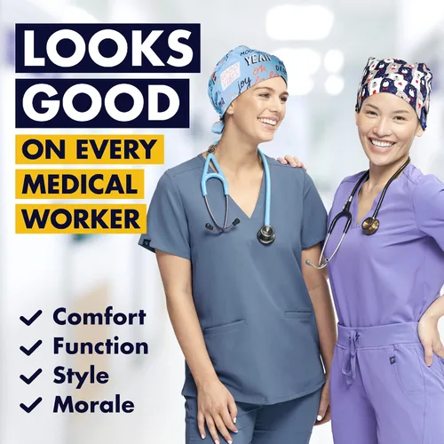 Miniatura 6 de Dr. Woof Apparel - Gorras quirúrgicas para mujeres y hombres, sombreros lavables, enfermeras, otros trabajadores de la salud, coloridos con botones