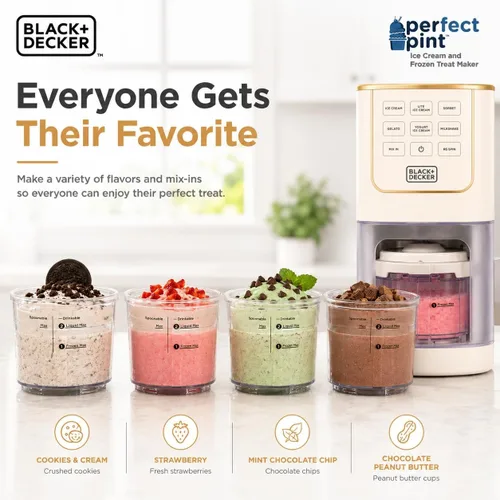 Miniatura 6 de BLACK+DECKER Máquina de helados para familias y niños – Haz helados sin proteínas, keto y lácteos, gelato y batidos en casa – Máquina de pintas