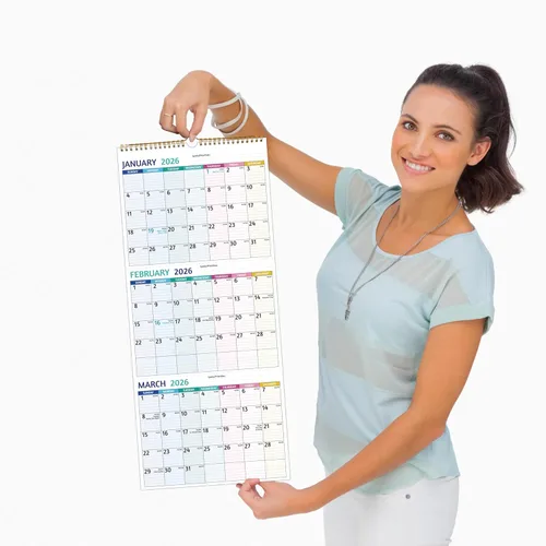 Miniatura 8 de Calendario de Pared 2026 - Calendario de 3 Meses 2026 Vertical, Enero 2026 - Diciembre 2026, Calendario de Pared de 3 Meses 2026, 11 x 26 Pulgadas