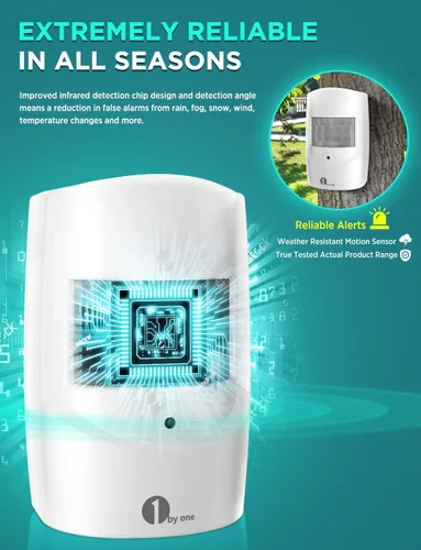 Miniatura 3 de Alarma de entrada inalámbrica para exteriores, alarma con sensor de movimiento 1byone de 1000 pies de alcance con campanillas extra fuertes, sistema