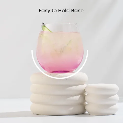 Miniatura 3 de Juego de copas de vino sin tallo JoyJolt Hue, juego de 6 copas de vino sin tallo grandes de 15 oz para agua, vino blanco o tinto, vasos cortos