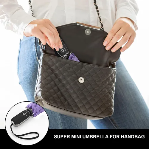 Miniatura 60 de LEAGERA Paraguas de viaje compacto para bolso, mango plano, impermeable para lluvia ligera