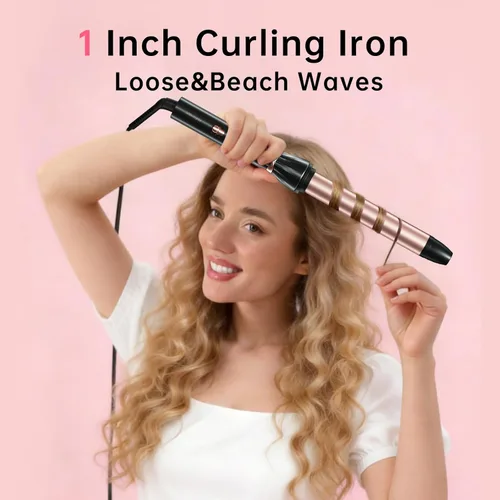 Miniatura 2 de Hahahope 1 Inch Ceramic Curling Wand for Loose Waves, Extra Long Barrel Hair Curler for Medium to Long Hair, 2 Adjustable Temperatures, Global