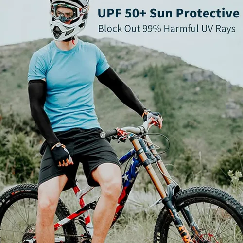 Miniatura 2 de CMCOOPLX 2 pares de mangas de brazo para hombres, mujeres y jóvenes, protección solar UV, cubierta de tatuaje, refrescante, compresión 2 pares