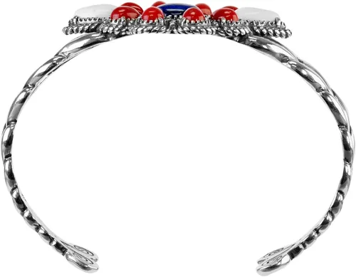 Miniatura 4 de American West - Pulsera de coral rojo, ágata blanca y lapislázuli azul, talla S, M o L