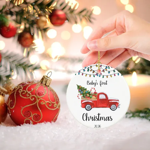 Miniatura 4 de Adorno de Navidad para bebé 2026, adorno de mi primera Navidad 2026, adornos de primera Navidad para bebés, 2.9 pulgadas de cerámica para colgar