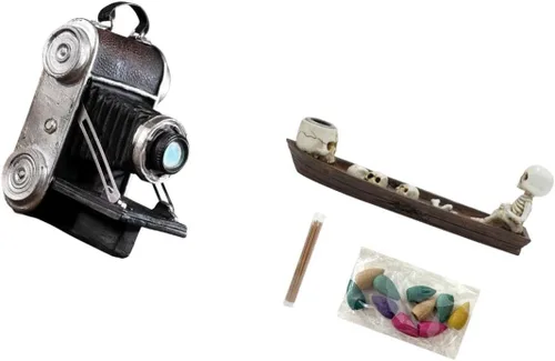 Miniatura 7 de Fenteer Estatua de cámara de resina coleccionable, soporte para quemador de barco, decoración artística retro, adecuada para estudios fotográficos