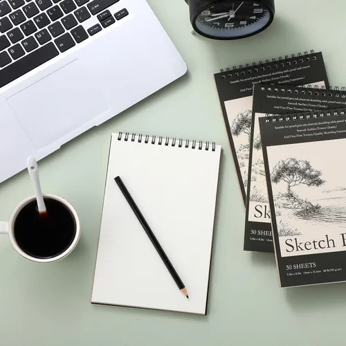 Miniatura 6 de Jexine 20 cuadernos de bocetos encuadernados en espiral superior de 5.5 x 8.5 pulgadas, 30 hojas cada una (68 libras/100 gsm), bloc de dibujo
