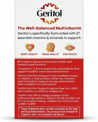 Miniatura 4 de Geritol Tabletas de apoyo nutricional multivitamínico, equilibrio de 26 vitaminas y minerales esenciales, botellas de 100 unidades (paquete de 2)