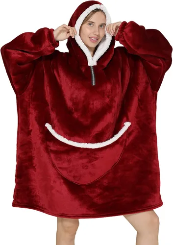 Miniatura 12 de Manta con capucha, sudadera de gran tamaño para adultos, mujeres y hombres, hecha de franela muy suave y cálida, con bolsillo y mangas