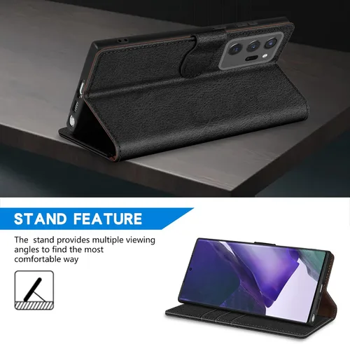 Miniatura 4 de ZZXX Funda tipo cartera para Samsung Galaxy Note 20 Ultra con bloqueo RFID, ranura para tarjetas, función atril, cierre magnético, funda protectora