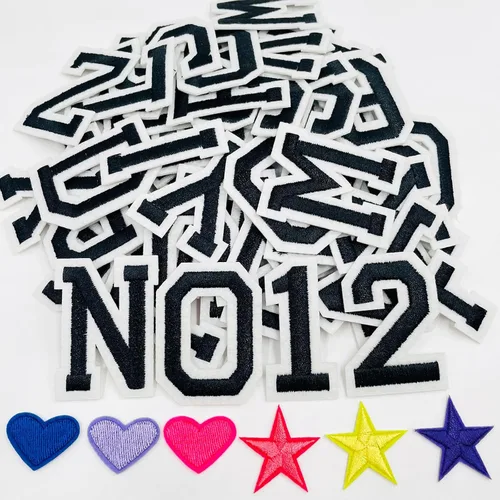Miniatura 10 de Jongdari Parches para planchar con letras y números para ropa, parches de alfabeto bordado de 2" para chaqueta Letterman A-Z y apliques 0-9 para Rojo