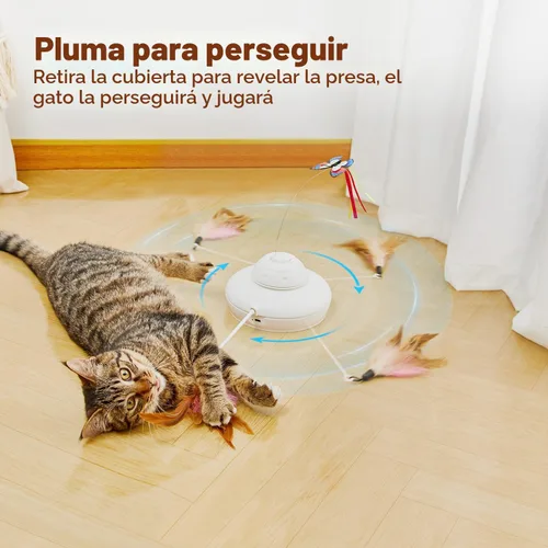 Miniatura 5 de Potaroma Juguetes para gatos recargables, escondite 3 en 1, diversión interactiva automática, mariposa aleteante, pluma móvil, varita para gatito