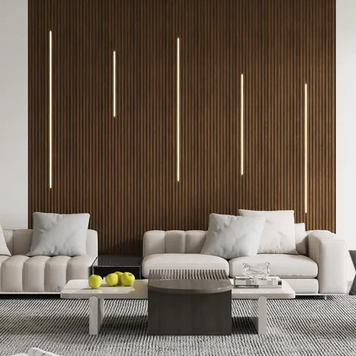 Miniatura 2 de Paneles de pared WPC, paquete de 16 paneles de pared 3D de 48 × 6 pulgadas para decoración de pared interior, paneles de pared de acento moderno