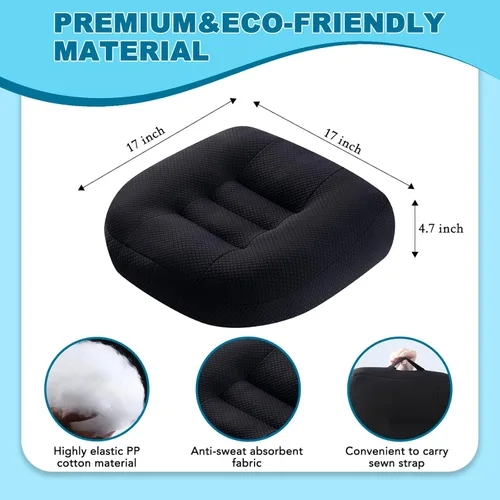 Miniatura 6 de Cojines para silla de oficina para respaldo y trasero, cojín ergonómico para silla o asiento para sentarse durante mucho tiempo, almohada para Negro