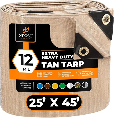Miniatura 222 de Lona protectora Xpose Safety multiusos, de poliéster blanco, resistente, resistente al agua, resistente a la intemperie, resistente a rasguños