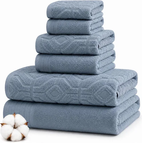 Modern Threads Juego de toallas de baño de algodón de 6 piezas, toallas ultrasuaves de 550 GSM, juego de baño con toallas de mano y paños de baño,