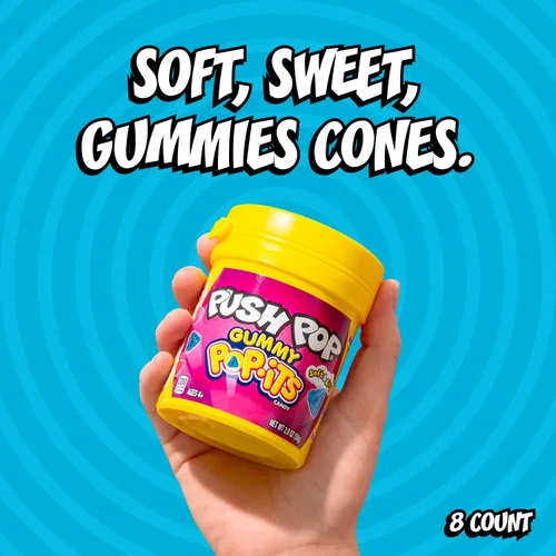 Miniatura 3 de Push Pop Pop-Its - Gomitas de caramelo, 8 unidades envueltas individualmente en varios sabores afrutados, caramelos masticables divertidos