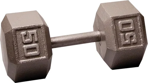 Miniatura 23 de Body-Solid Mancuerna hexagonal de hierro fundido, pesas de mano para hombres y mujeres, mancuernas de peso para entrenamiento de fuerza, culturismo