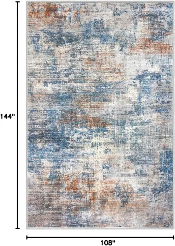 Miniatura 903 de IOHOUZE Alfombra abstracta lavable de 3 x 12 pies para pasillos, antideslizante para cocina, camino de entrada de lana sintética para interiores