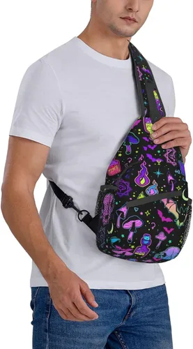 Miniatura 8 de KMIVQGE Mochila cruzada con diseño de calavera de azúcar para viajes, senderismo, pecho, bolsa de hombro para hombres y mujeres, ciclismo, caminar