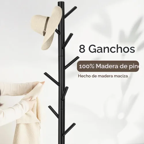 Miniatura 2 de WANGMUXIA Perchero, Perchero Independiente con 8 Ganchos y 3 Percheros de Árbol de Tamaño Ajustable para Dormitorio, Pasillo, Entrada, Oficina