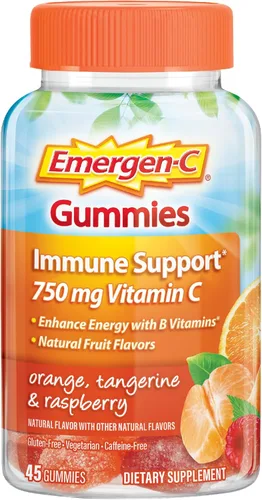 Miniatura 14 de Emergen-C Gomitas de vitamina C de 750 mg para adultos, gomitas de apoyo inmunológico, sin gluten, sabores de fresa, limón y arándanos, 45