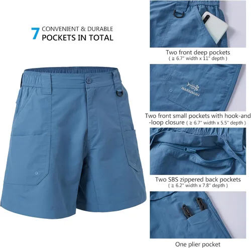 Miniatura 4 de BASSDASH - Pantalones cortos de pesca para hombre UPF 50+ resistentes al agua, de secado rápido, estilo cargo para senderismo con bolsillo múltiple