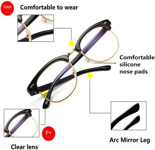 Miniatura 5 de LNTICB® Gafas con Bloqueo de Luz Azul para Computadora, Gafas de Lectura, Montura de Gafas con Lente Transparente, Unisex, Anti UV, Anti Fatiga
