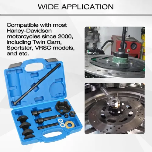 Miniatura 6 de ReluxGo Kit de herramientas de extracción de rodamientos de rueda para Harley Davidson, herramienta de extracción e instalación de rodamientos
