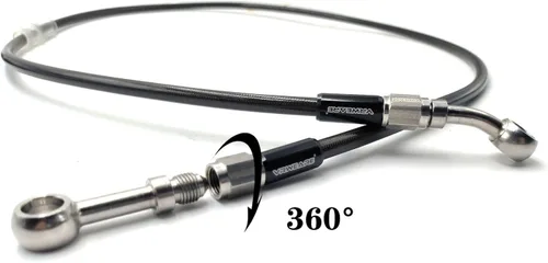 Miniatura 3 de AN3 M10 Manguera de freno de motocicleta de acero inoxidable trenzado negro Tubo de aceite de línea de freno de motocicleta con ajuste de acero