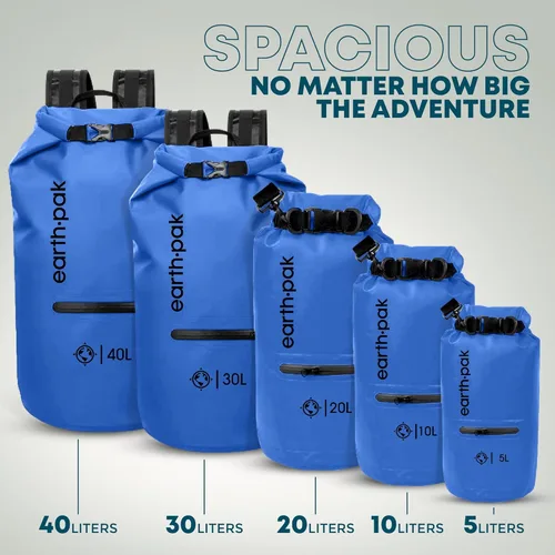 Miniatura 2 de Earth Pak Bolsa seca impermeable con bolsillo con cremallera, mochila impermeable para mantener el equipo seco Azul