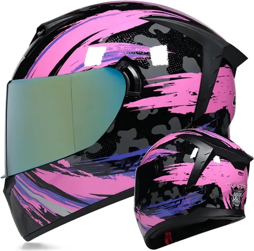 Miniatura 10 de Cascos de motocicleta de cara completa, casco de motocicleta aprobado por ECE/DOT con viseras dobles, casco de motocicleta de cara completa para J
