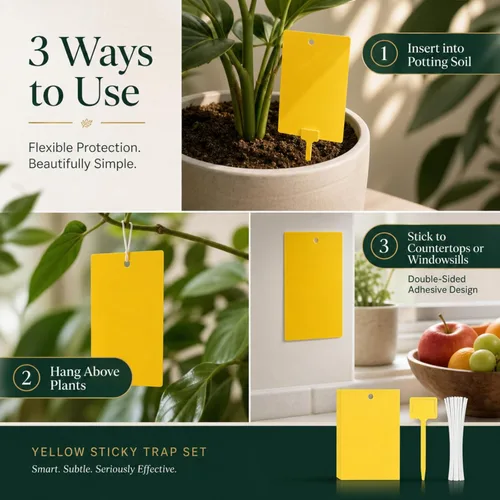 Miniatura 2 de Qualirey 50 trampas adhesivas amarillas de 6 x 8 pulgadas para mosquitos de doble cara para moscas de la fruta para plantas de interior y exterior