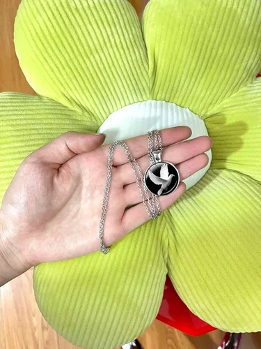 Miniatura 4 de Palomas blancas Colgante chapado en plata Paloma de la paz colgante amante paloma joyería collier lindos collares para parejas amuleto de la suerte