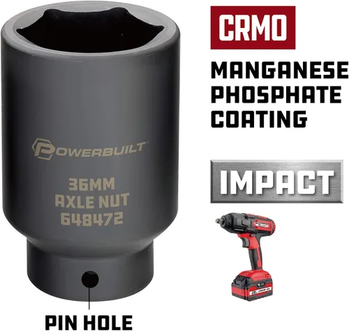 Miniatura 4 de Powerbuilt 648635 - Juego de 4 piezas de tuercas de eje de 1.181 in, 1.260 in, 1.339 in, 1.417 in, herramientas para quitar tuercas de eje de rueda