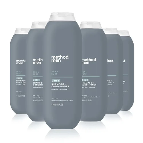 Method Hombres Champú + Acondicionador 2 en 1; Sea + Surf; Paquete de 6; Sea & Surf; 6 Unidades