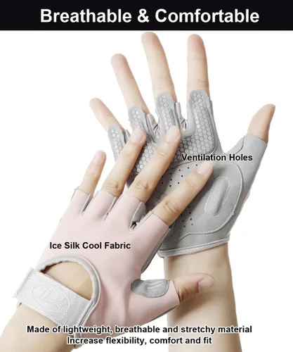 Miniatura 5 de SUJAYU Guantes de entrenamiento para mujeres y hombres, guantes antideslizantes sin dedos para levantamiento de pesas, guantes de entrenamiento