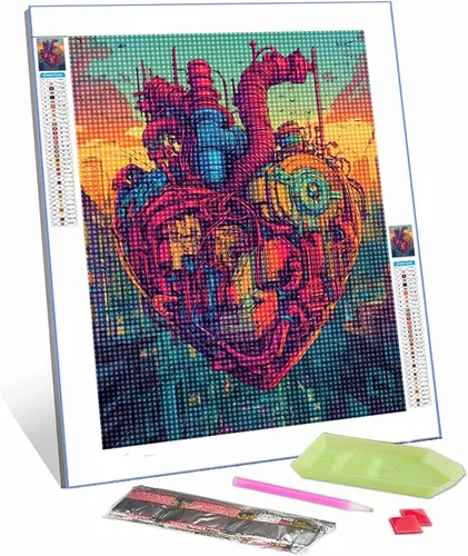 Miniatura 11 de TUMOVO Pintura mecánica de diamantes de corazón DIY 5D, kit de numeración, anatomía humana, cristal de diamantes de imitación, obra de arte mágica
