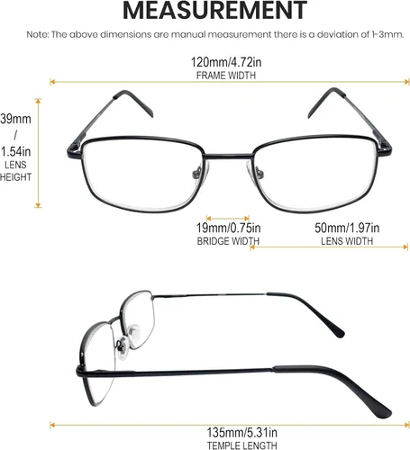 Miniatura 2 de Calabria R754 Gafas de lectura rectangulares de metal para hombre, diseño retro, delgadas, para lectores de potencia, estilo vintage