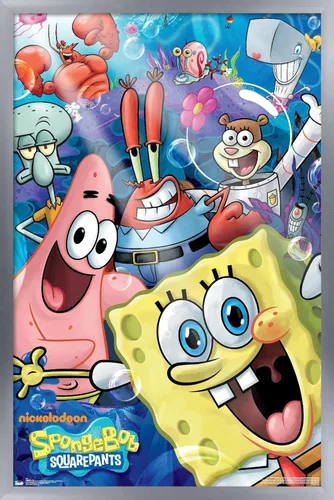 Miniatura 12 de Trends International Nickelodeon Spongebob - Póster de pared Joy, 14.725 x 22.375 pulgadas, versión con marco de madera tipo granero