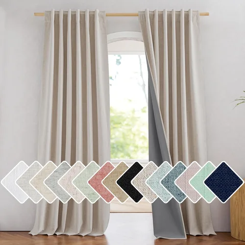 Miniatura 72 de NICETOWN Cortinas 100% opacas de 63 pulgadas de largo, 2 paneles de cortinas cortas con aislamiento térmico con forro para dormitorio, cortinas