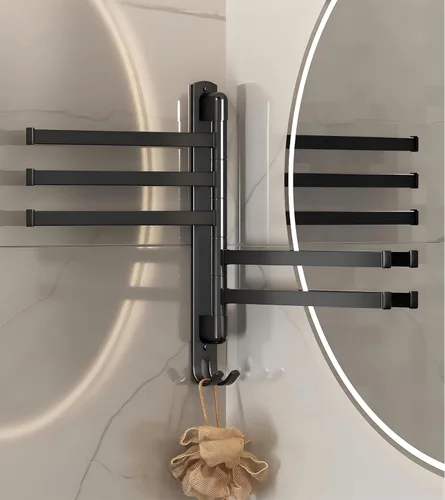 Miniatura 9 de Toallero, toallero giratorio mejorado de aluminio de aviación cuatro en uno, toalleros para baño, ahorro de espacio, oscilante, rotación de 180°
