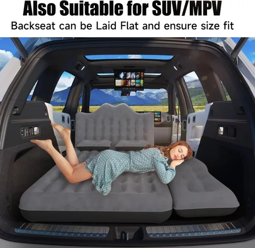 Miniatura 2 de Colchón de aire para automóvil, colchón inflable de aire para SUV, camión, asiento trasero, cama de campamento, almohadilla gruesa para dormir
