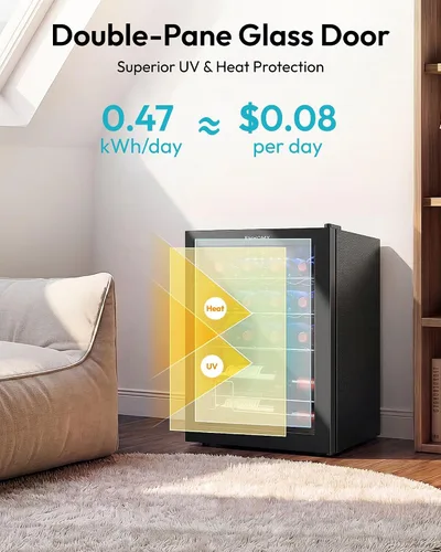 Miniatura 6 de EUHOMY 16 Bottle Wine Cooler Refrigerator, Compressor Wine Fridge with Glass Door, Freestanding Wine Cellar with Digital Temp Control & LED Light