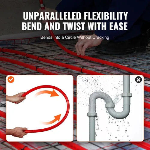 Miniatura 4 de VEVOR Tubo de PEX de 1/2 pulgada, 2 x 100 pies, tubo de tubería flexible PEX-A sin barrera de oxígeno para agua potable, para agua caliente/fría