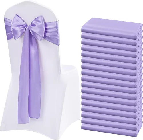 Miniatura 14 de 60 bandas de satén para silla, color burdeos, para fiestas, hoteles, bodas, recepciones, restaurantes y decoración de eventos (7 x 108 pulgadas)
