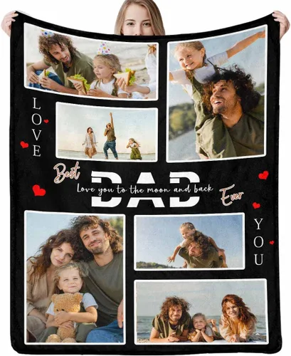 Miniatura 23 de Artsadd Manta de fotos personalizada para papá, con texto en inglés «We Love You Daddy», 30 x 40 pulgadas