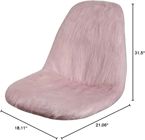 Miniatura 12 de GIA Juego de 1 funda de piel sintética con patas de metal contemporáneas sin brazos y funda extraíble para silla, color rosa champán
